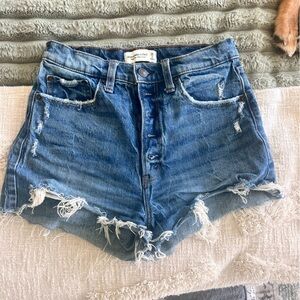 Abercrombie & Fitch Blue Jean Shorts Distressed Cut-Off